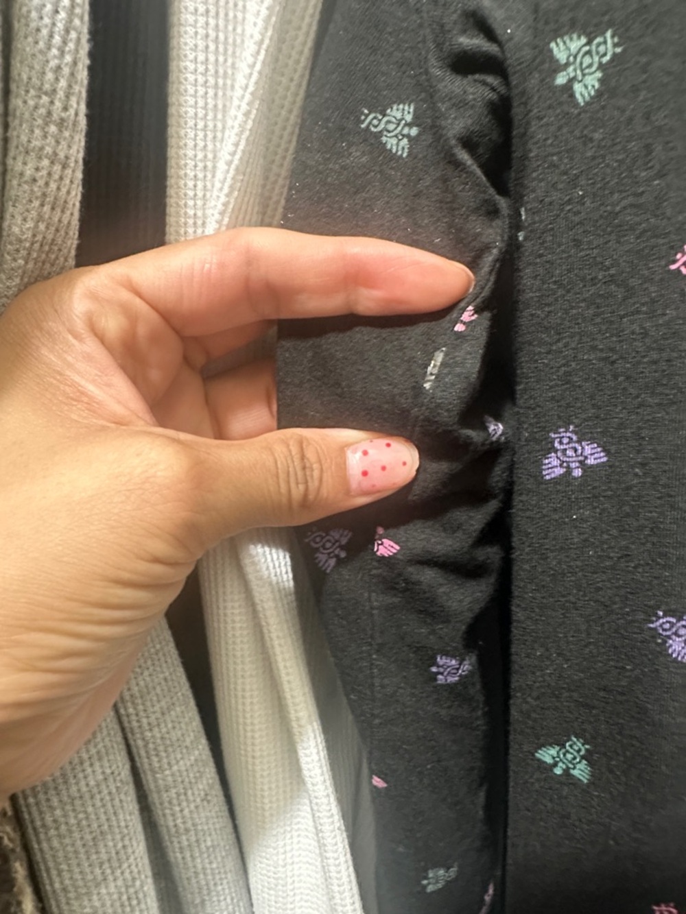 FIGS Black Tee with Pink, Teal & Medical Patterns - Picture 6 of 7